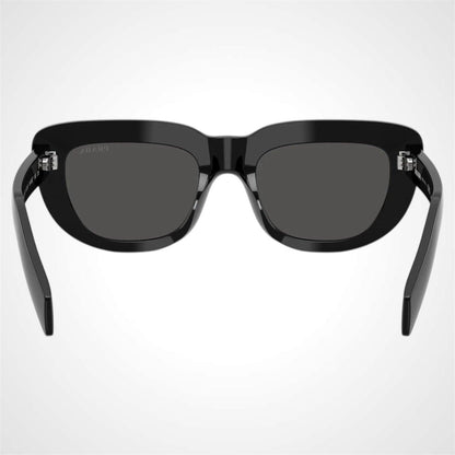 PRD07S 16K08Z Prada black rectangle women's sunglasses back view 