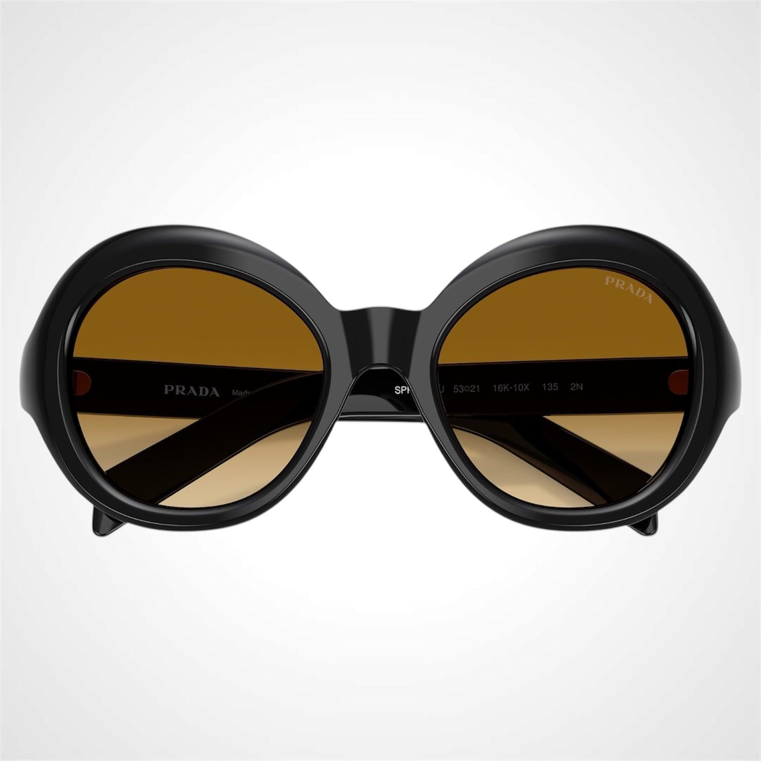 Prada black round women's sunglasses 