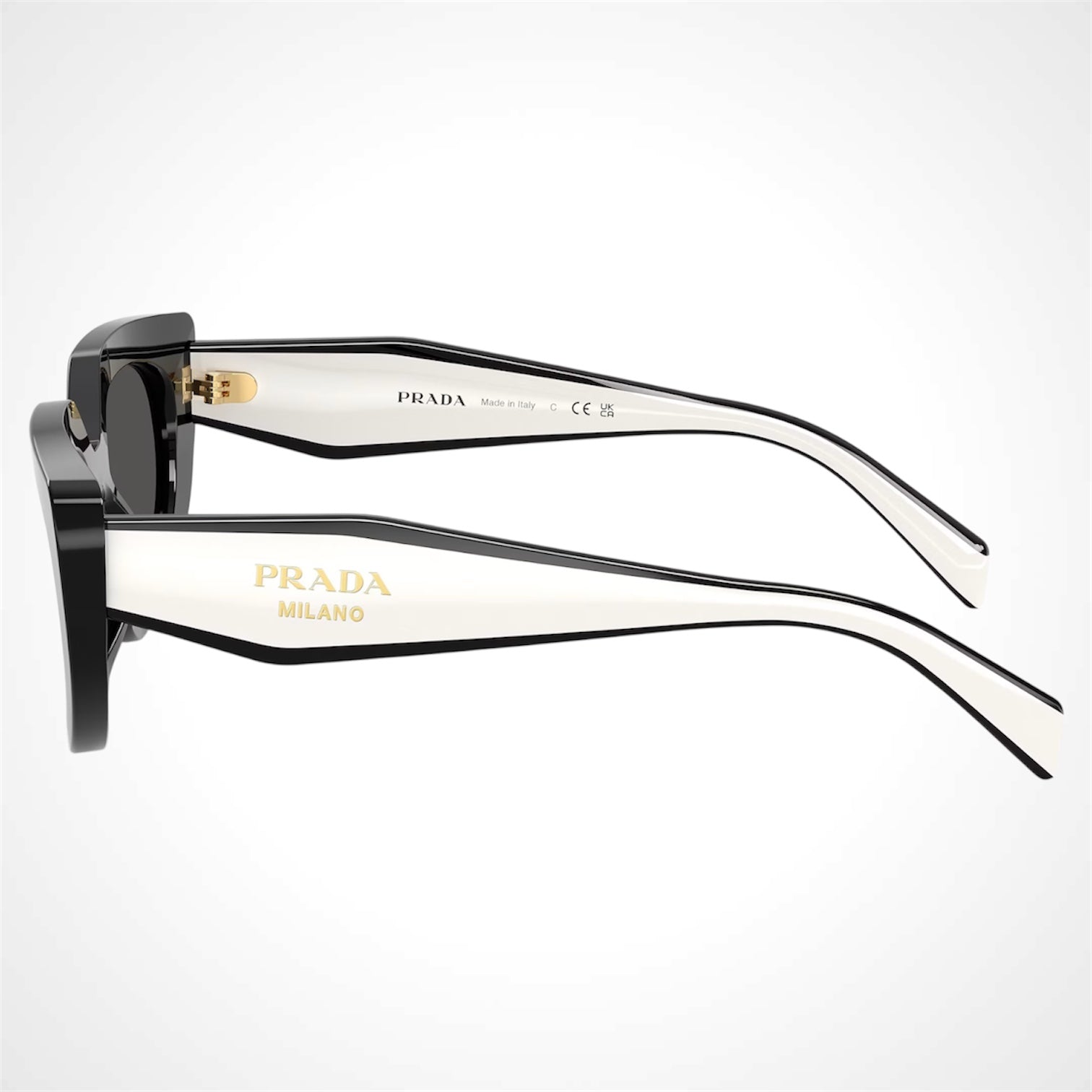 PRD02S side view of sunglasses with symbole logo