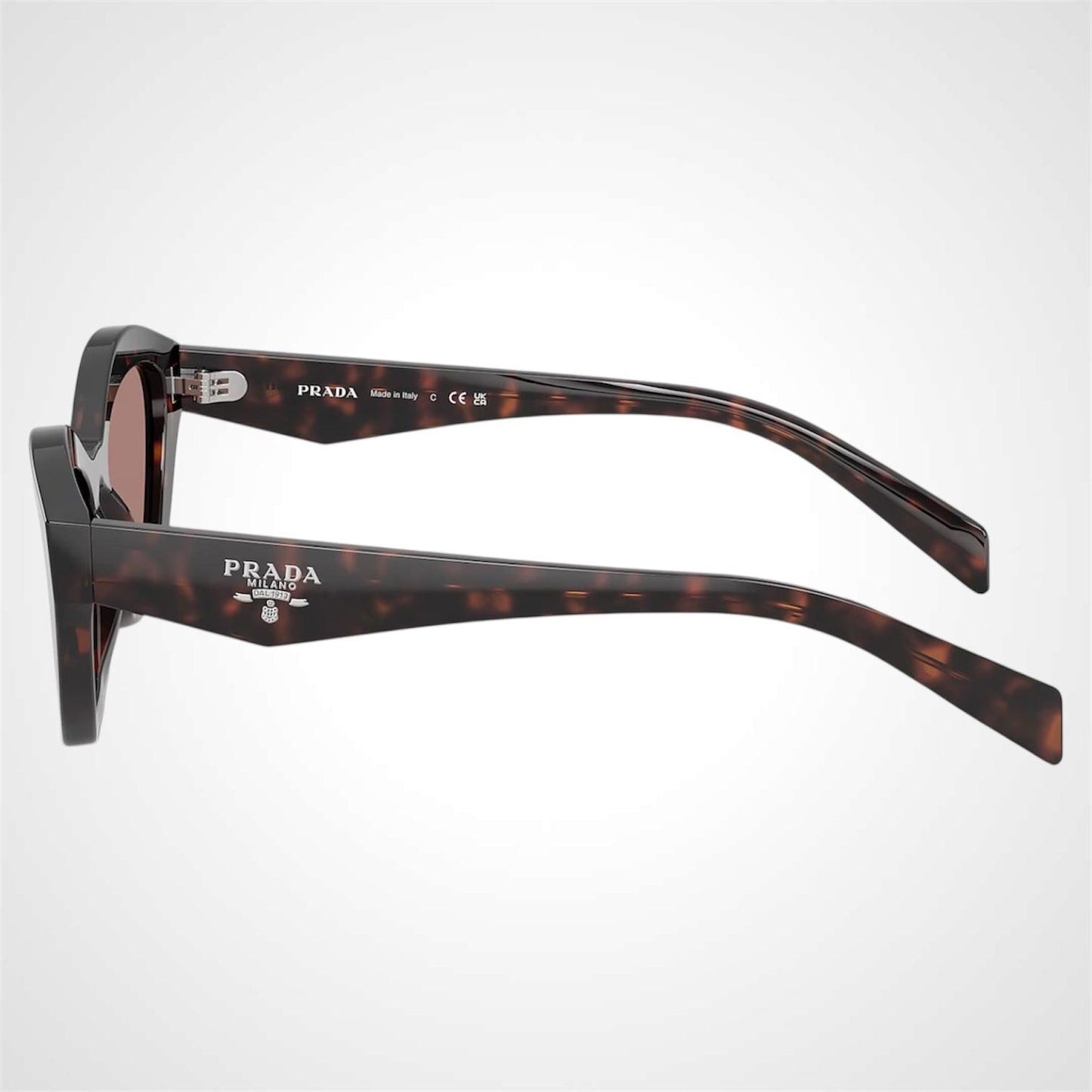 PRADA PRA02S 17N60B brown havana cat eye silver symbole sunglasses side view