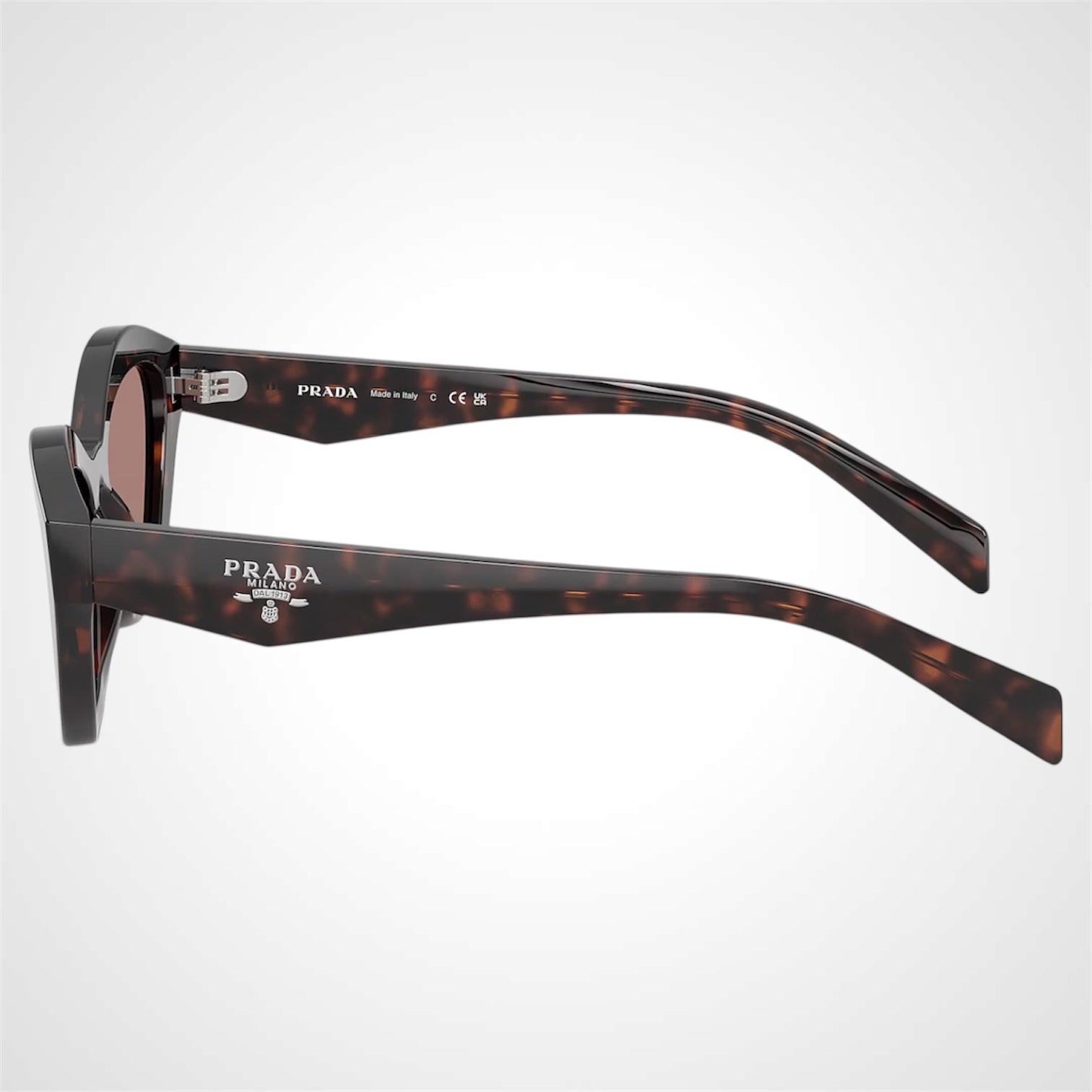 PRADA PRA02S 17N60B brown havana cat eye silver symbole sunglasses side view