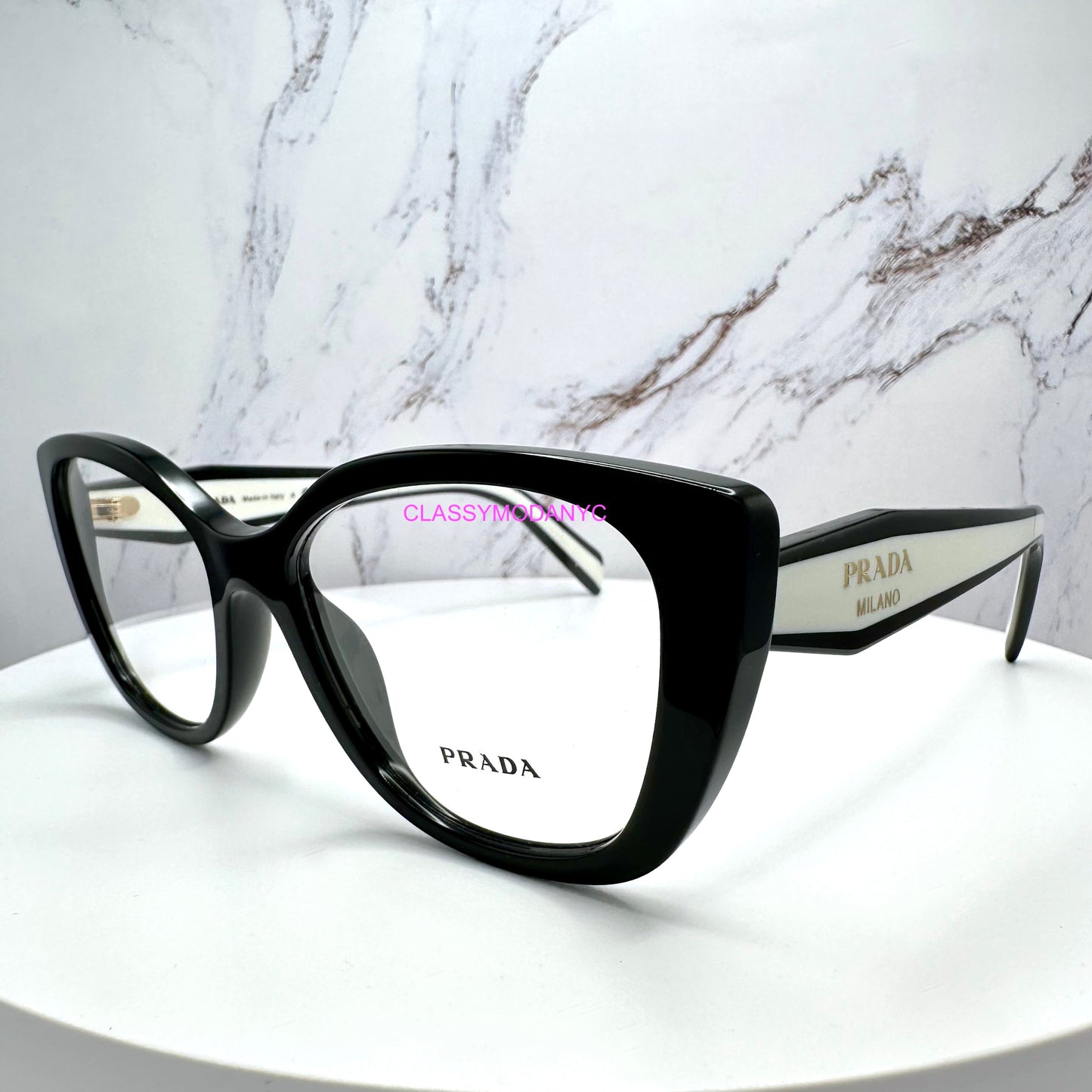 Prada eyeglasses Black white Cat Eyes 
