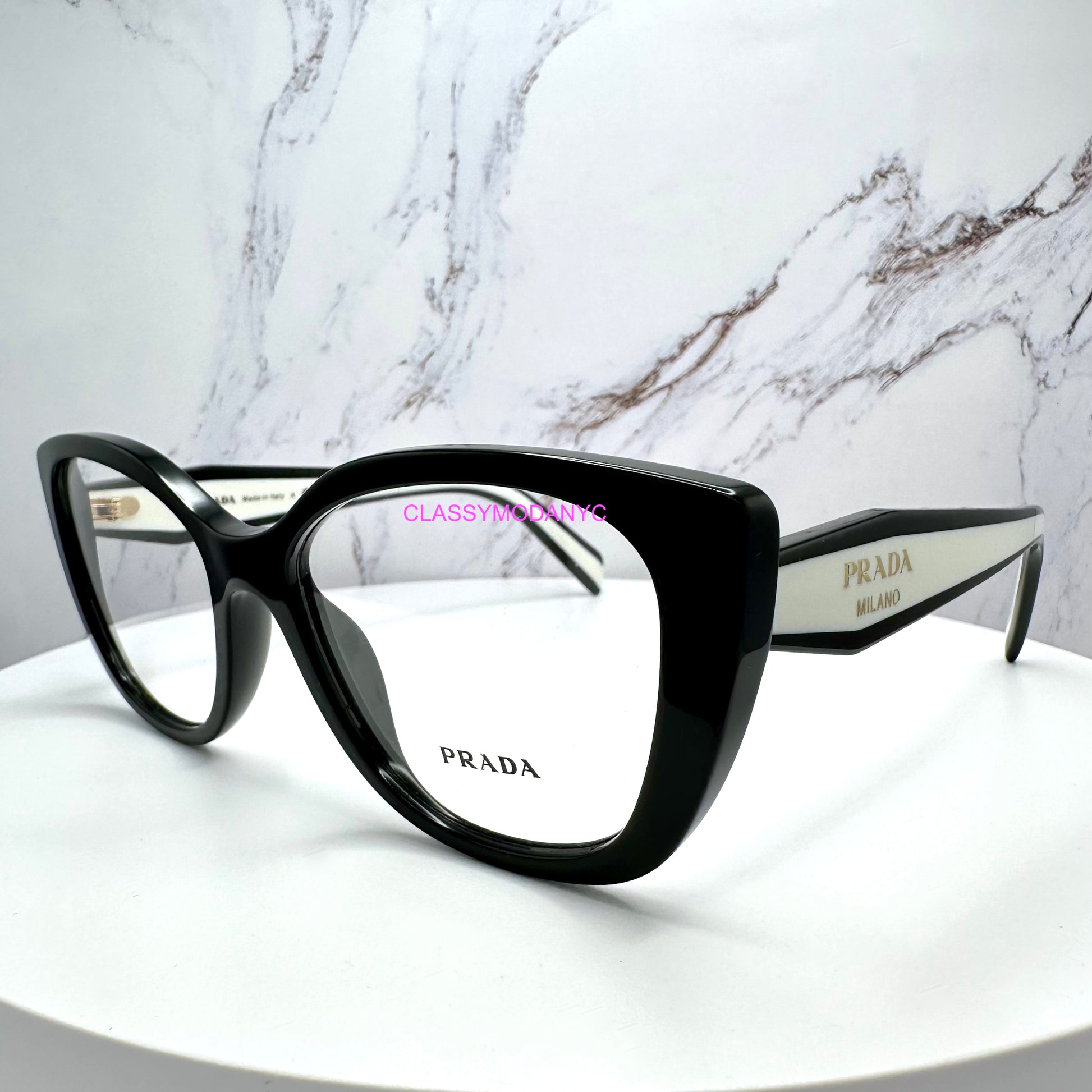 Prada eyeglasses Black white Cat Eyes 