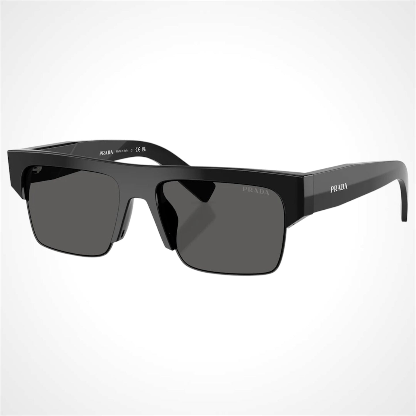 Prada men's black square sunglasses PRD12SU 16K20Z angle view 