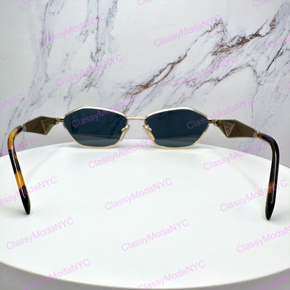 Prada sunglasses gold metal irregular frame shape authentic 