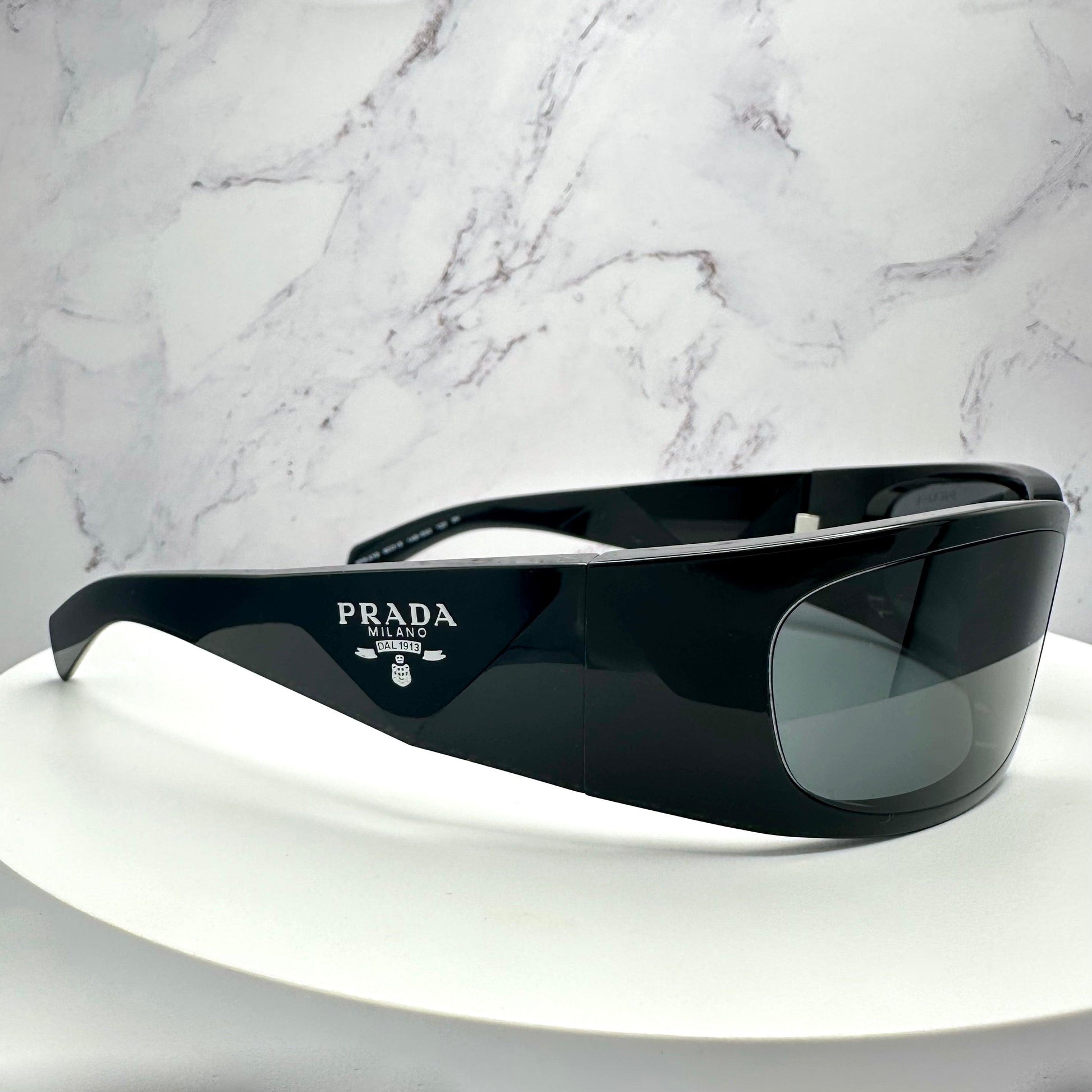 PRADA 0PRA14S 1AB5S0 black Kanye West wrap butterfly unisex sunglasses
