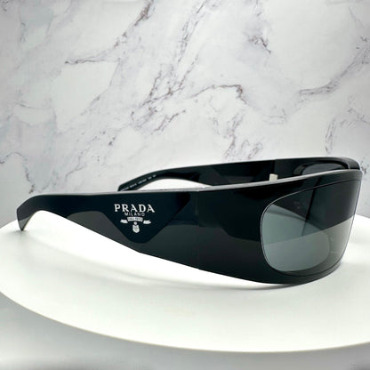 PRADA 0PRA14S 1AB5S0 black Kanye West wrap butterfly unisex sunglasses