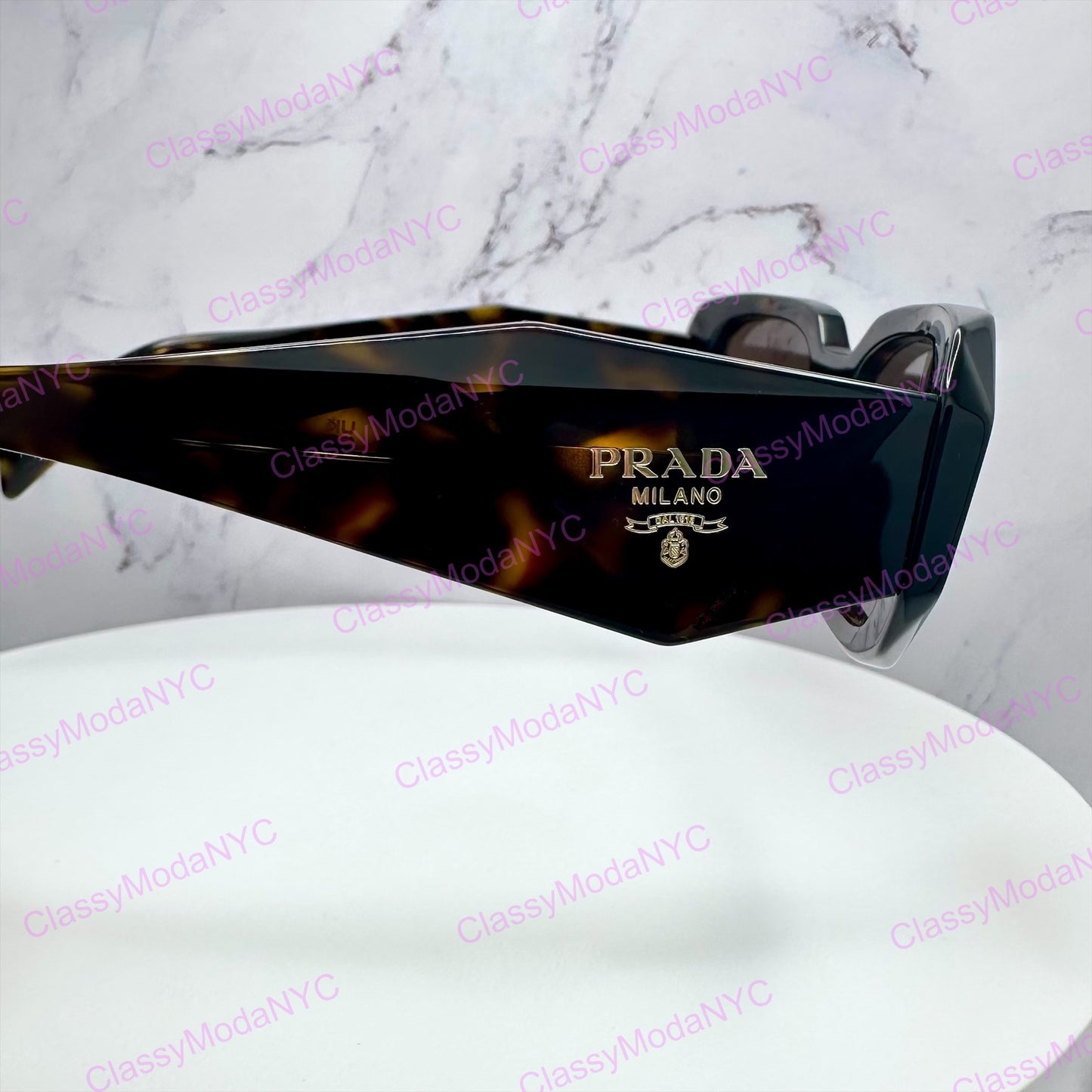 SPR17W 2AU8C1 Prada brown sunglasses gold logo
