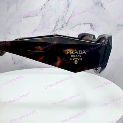SPR17W 2AU8C1 Prada brown sunglasses gold logo
