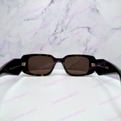 SPR17W 2AU8C1 Prada brown sunglasses gold logo back view 