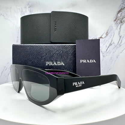 Prada 0PRC02S 16K08Z black shield grey lens mens sunglasses