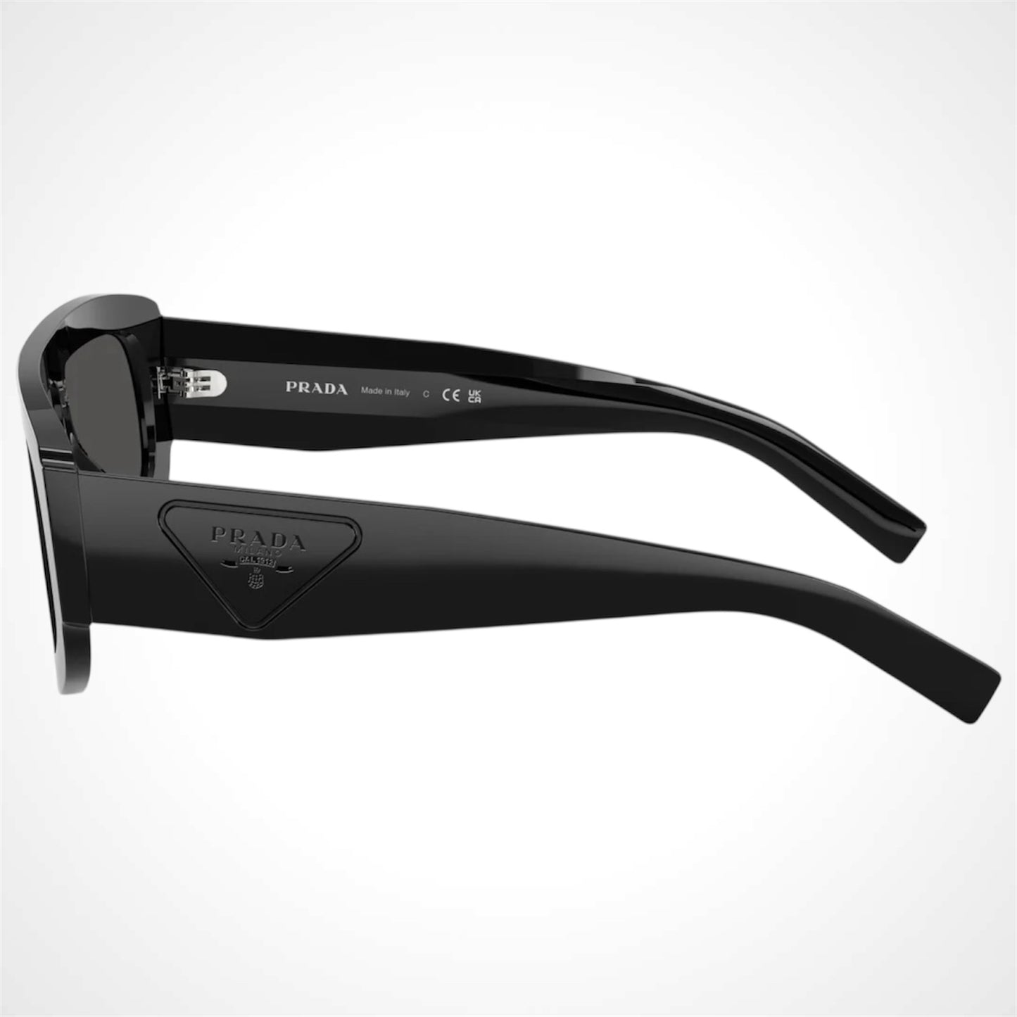 PRD10S 16K08Z black shield grey lens side view sunglasses 