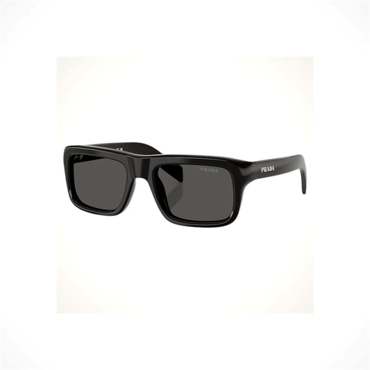 Shop PRADA PRD11S 16K08Z black rectangle square men’s sunglasses with dark gray lenses and Prada logo. Made In Italy, 100% Authentic. Ships Free.