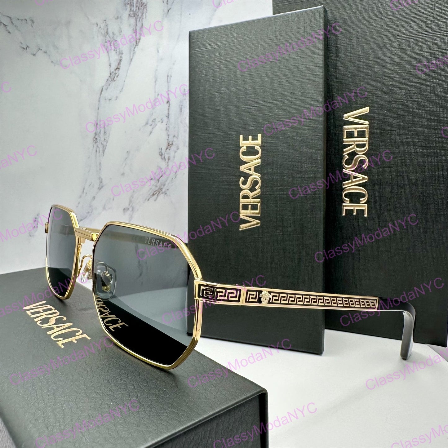 VE2297 100287 Versace gold metal sunglasses mens