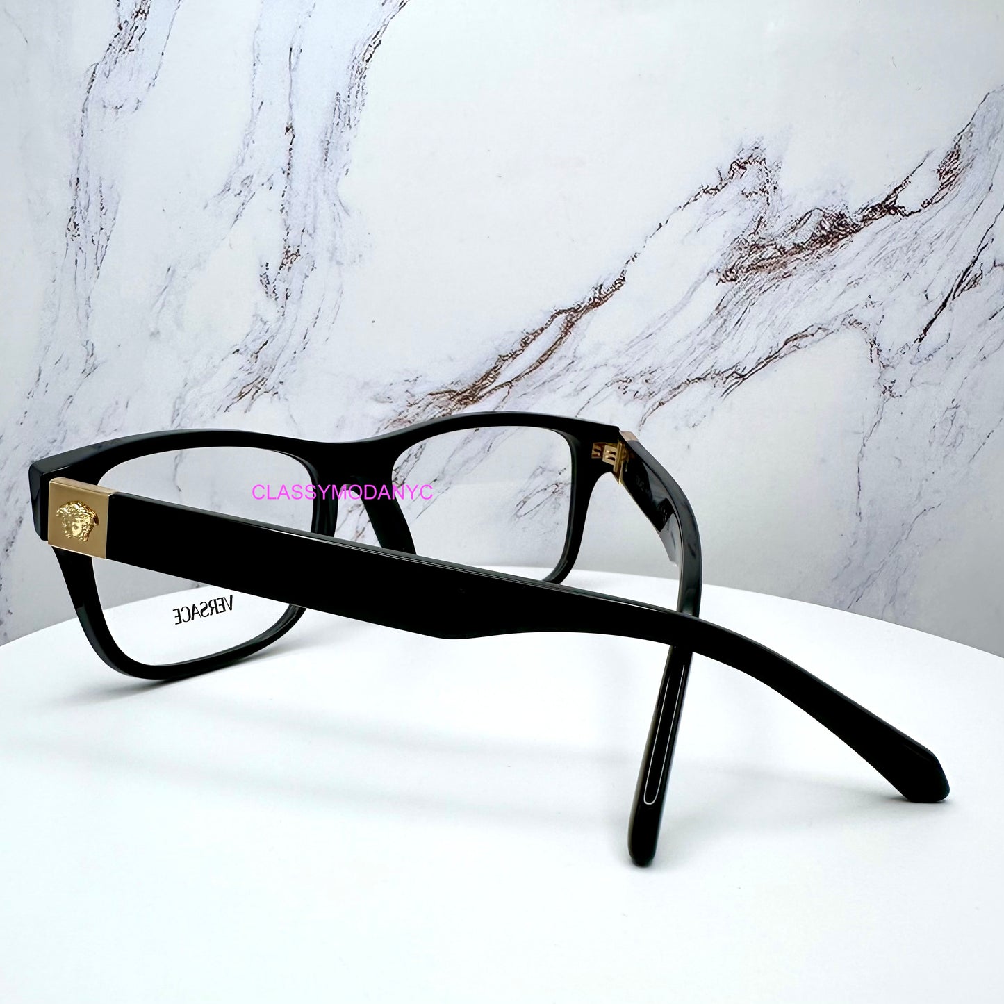 VE3380 GB1 Versace eyeglasses back view with gold medusa back view 