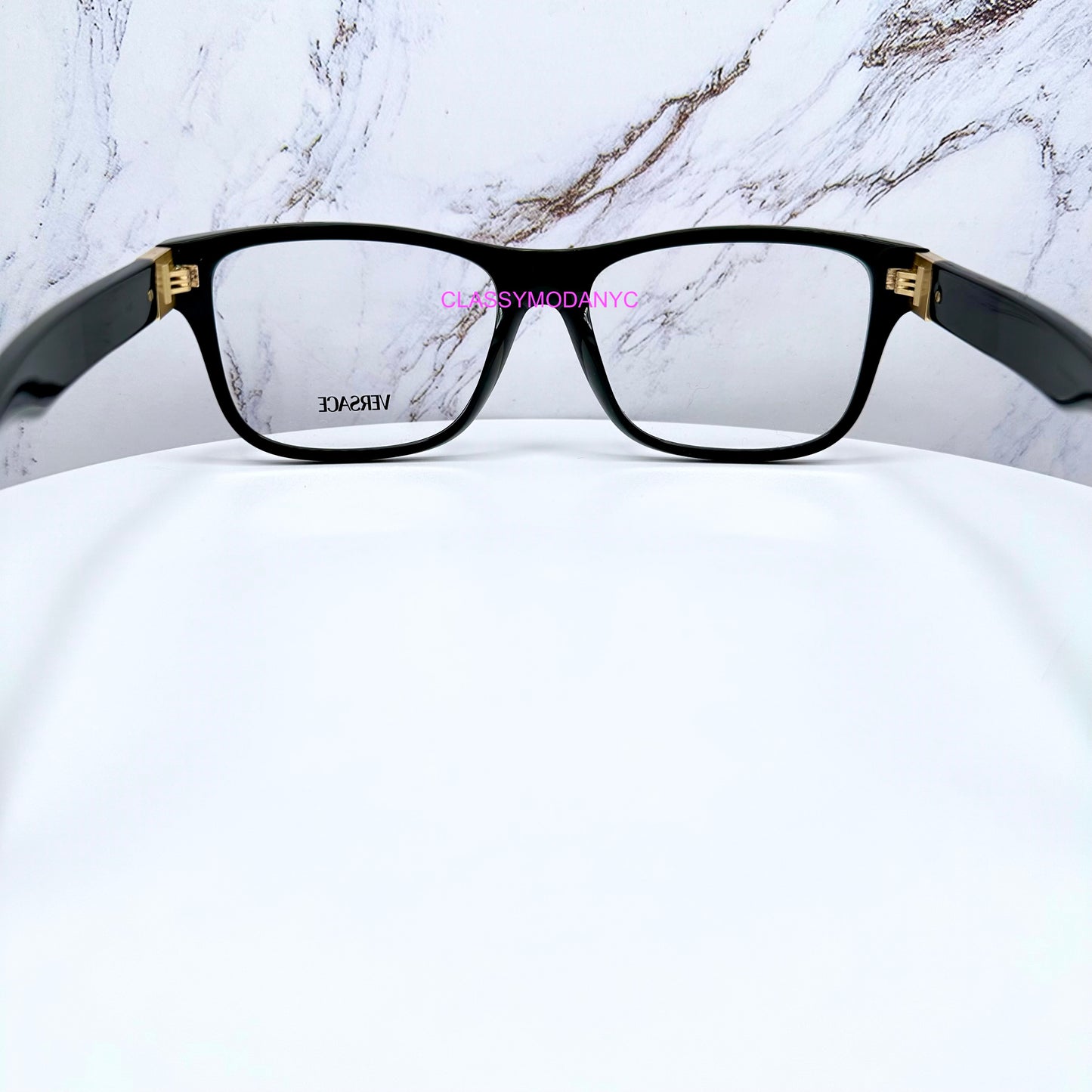 VE3380 GB1 Versace eyeglasses back view with gold medusa back view 