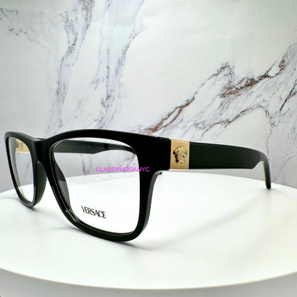 VE3380 GB1 Versace eyeglasses back view with gold medusa glasses side view for women 