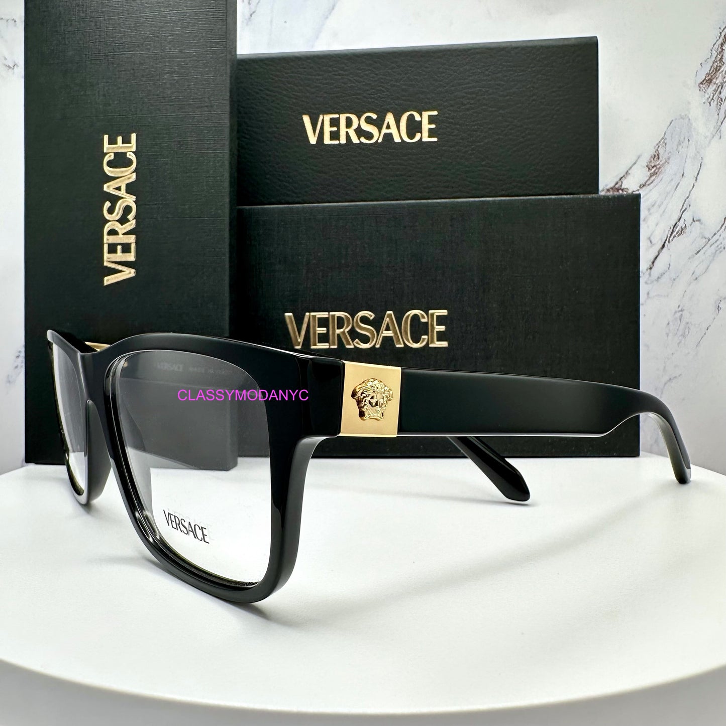 VE3380 GB1 Versace eyeglasses side view with case 