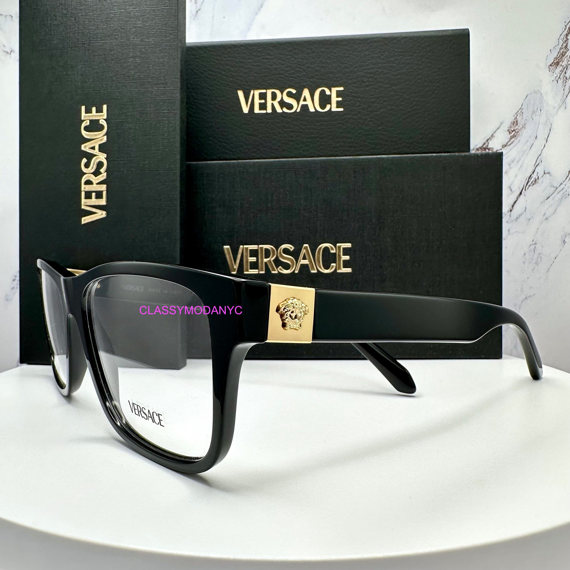 VE3380 GB1 Versace eyeglasses side view with case 