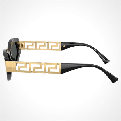 VERSACE 0VE4501 GB1/87 black oval metal acetate greca logo sunglasses side view