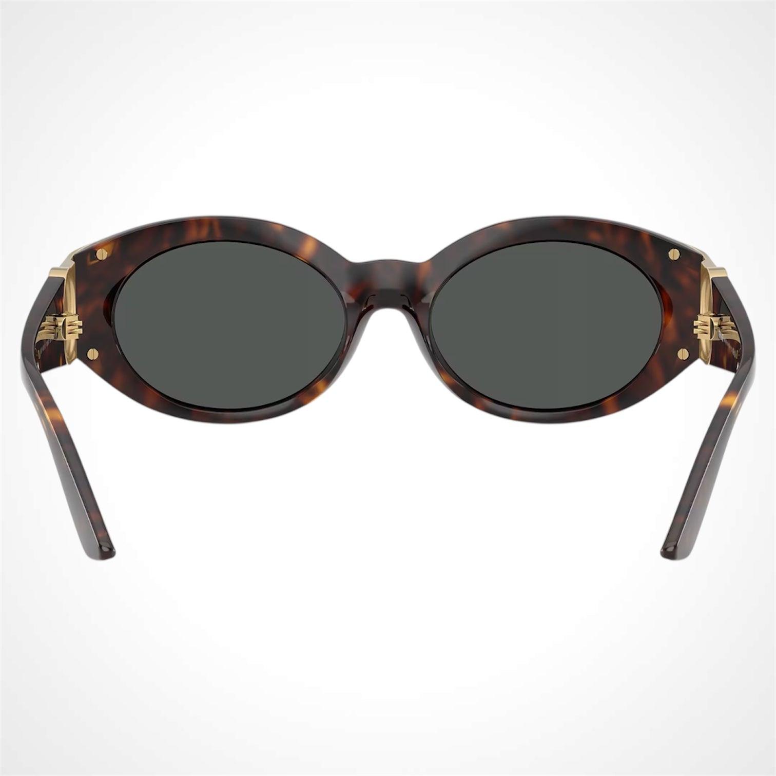 VERSACE 0VE4503U 108/87 gold Medusa medallion on brown tortoise oval sunglasses back view