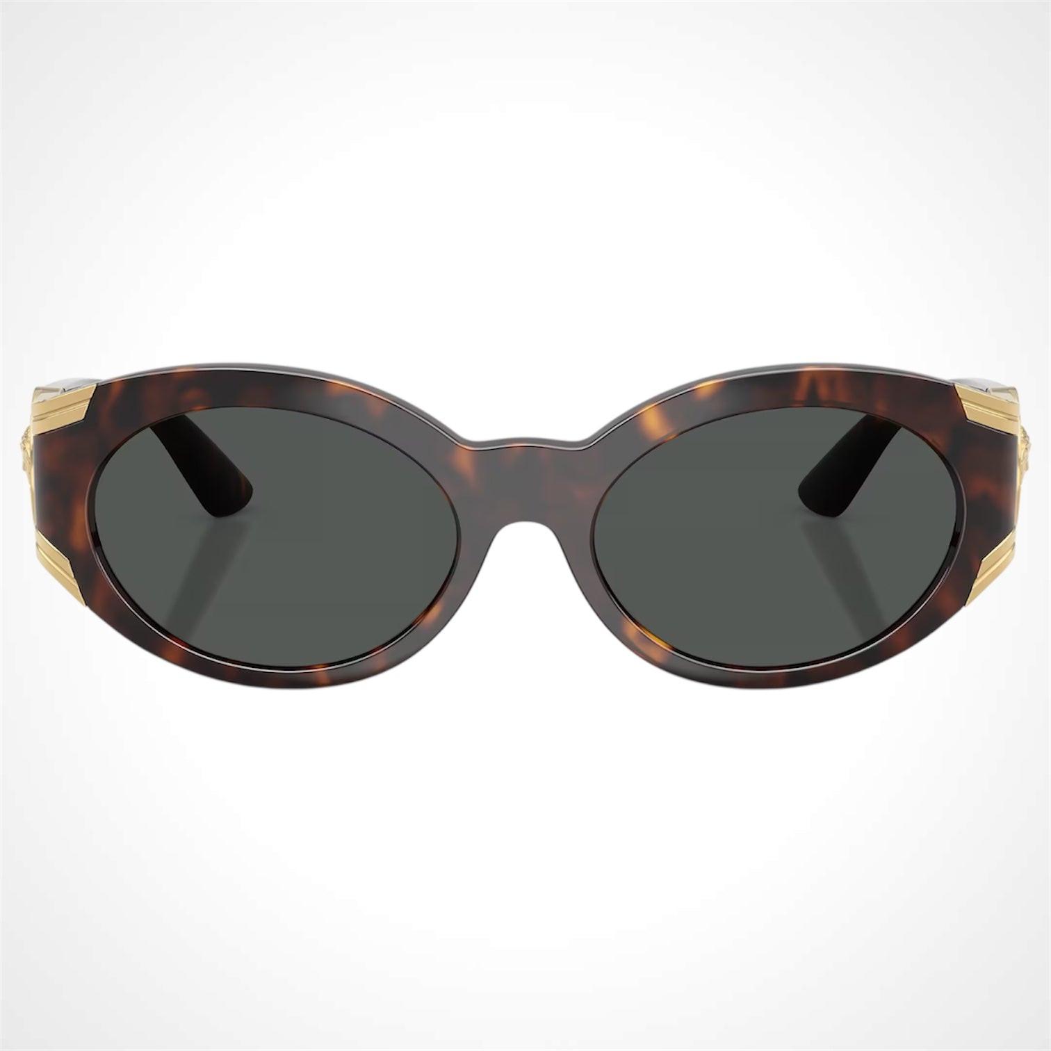 VERSACE 0VE4503U 108/87 brown tortoise oval gold Medusa sunglasses front view