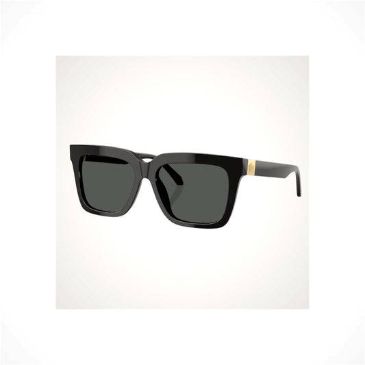 VERSACE VE4498 GB1/87 black oversized square women’s sunglasses with gray solid lenses, acetate frame and Medusa logos at both temples.