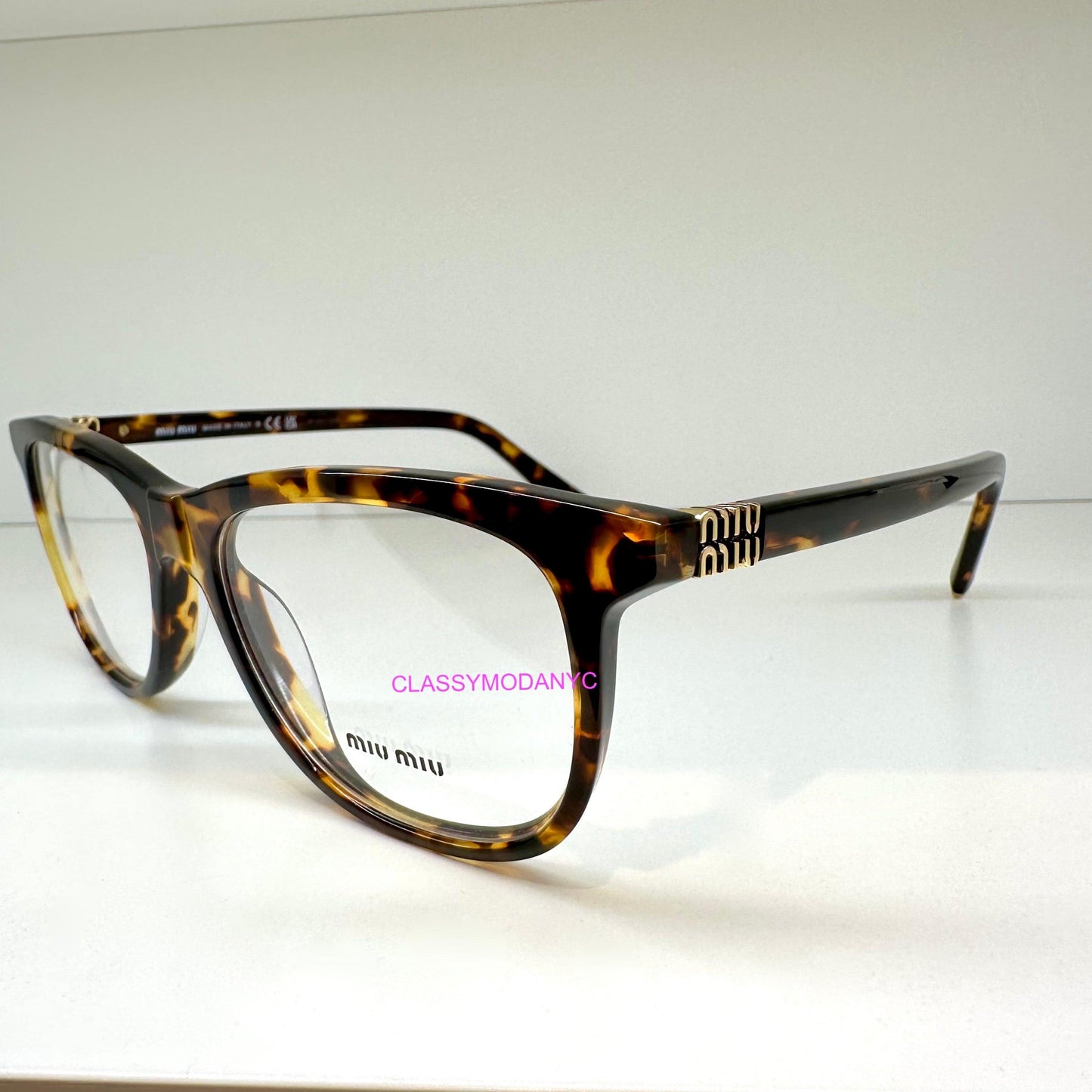 Miu Miu 0MU01WV 14L1O1 brown havana women's eyeglasses side view