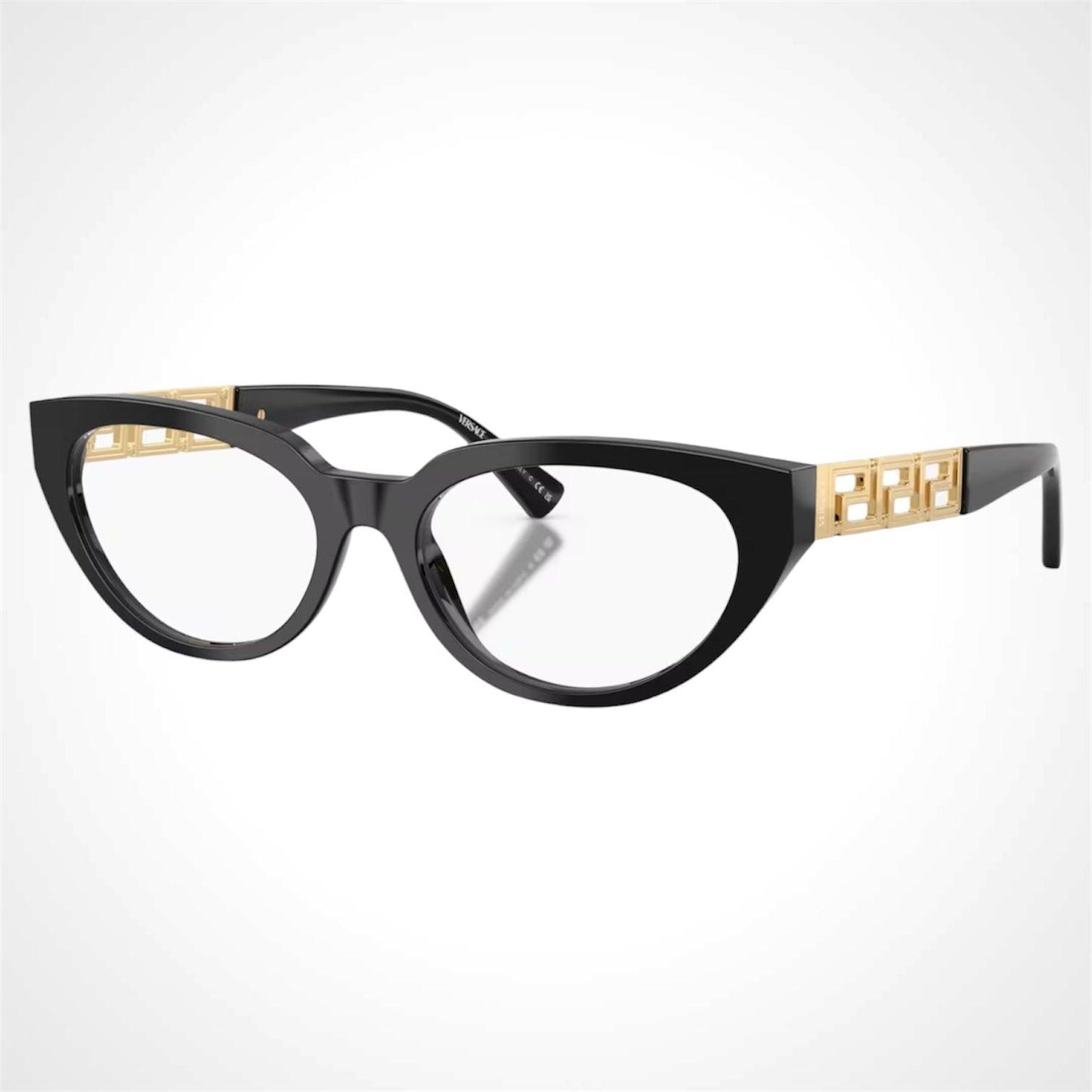 Versace VE3384 Gb1 black cat eye gold metal Greca logo eyeglasses