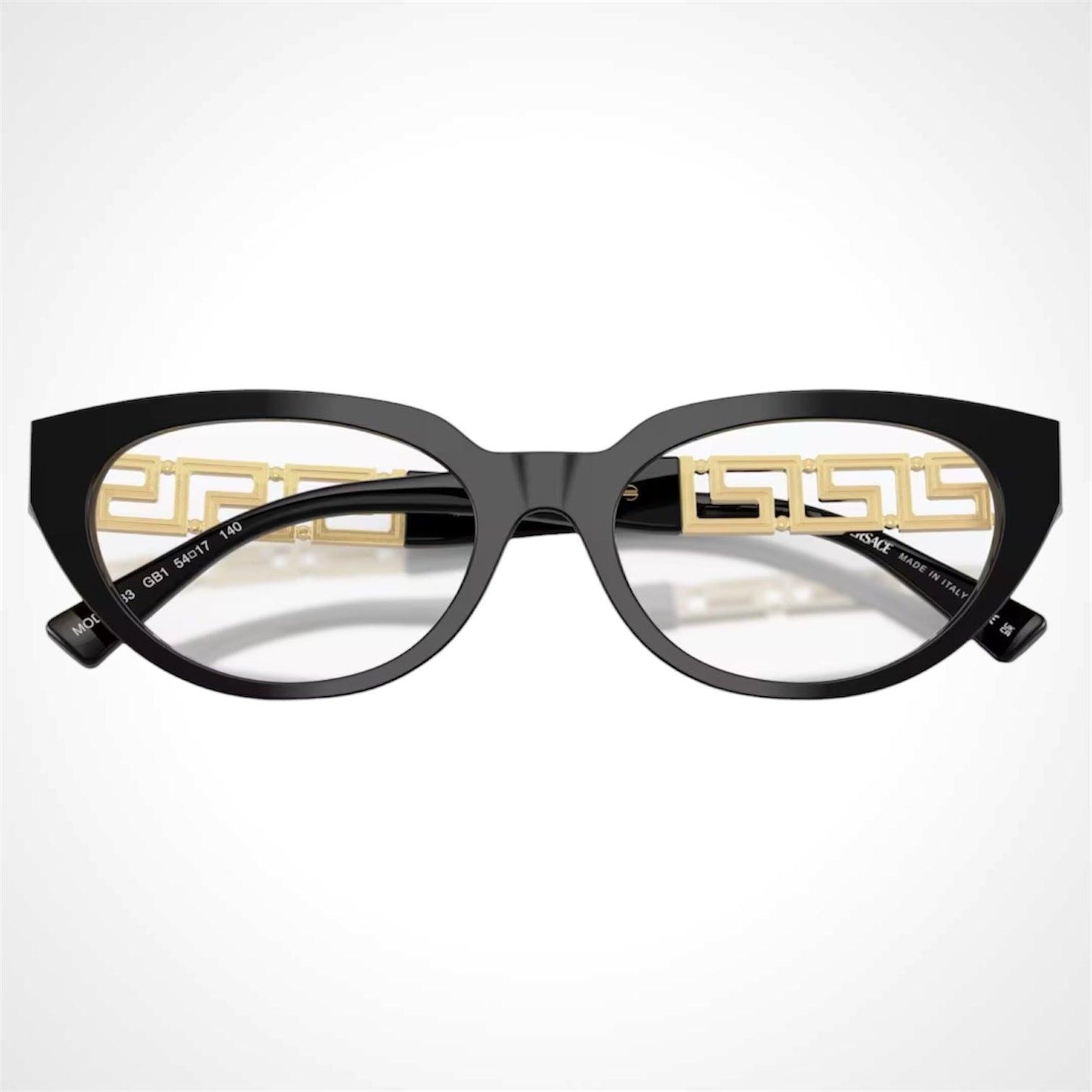 Versace VE3384 Gb1 black cat eye gold metal arms front view