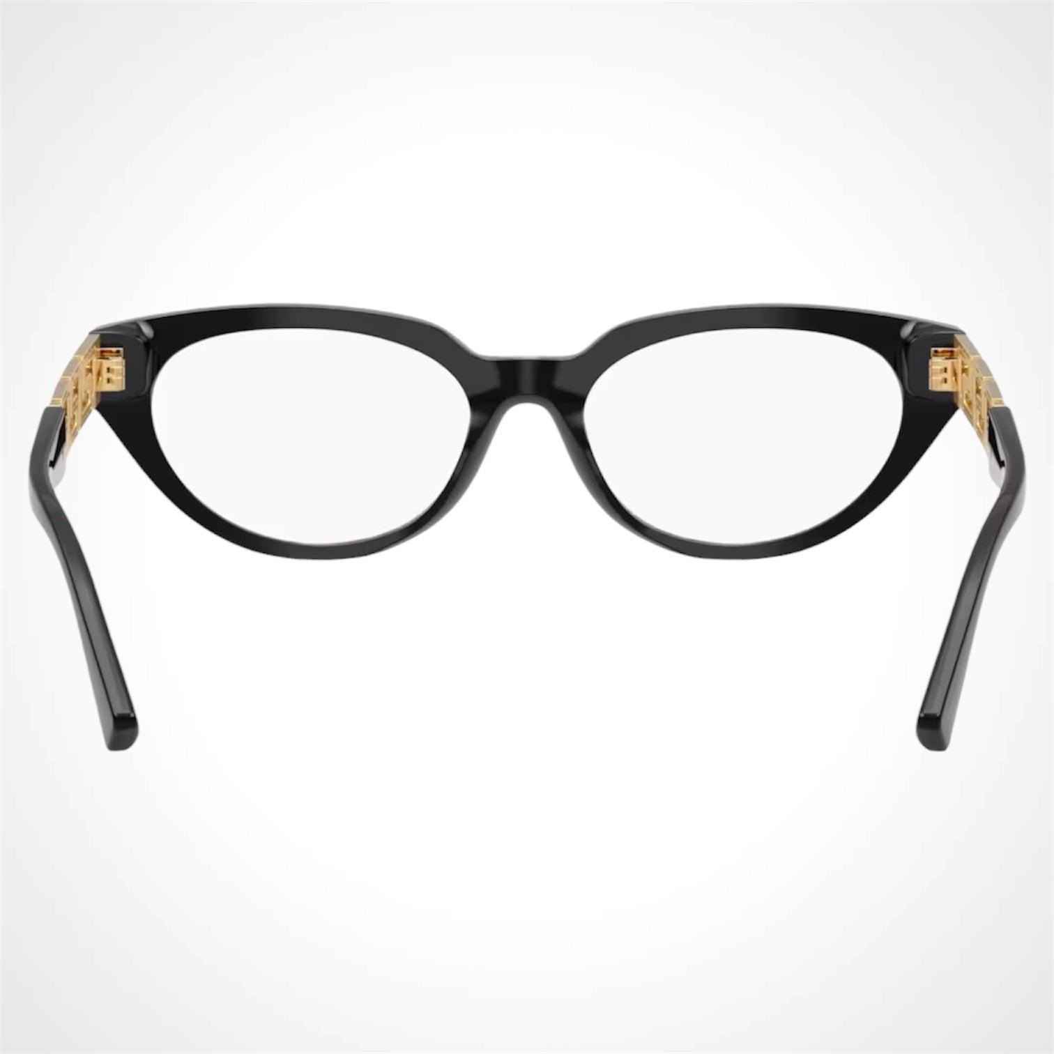 Versace VE3384 Gb1 black cat eye gold metal arms back view