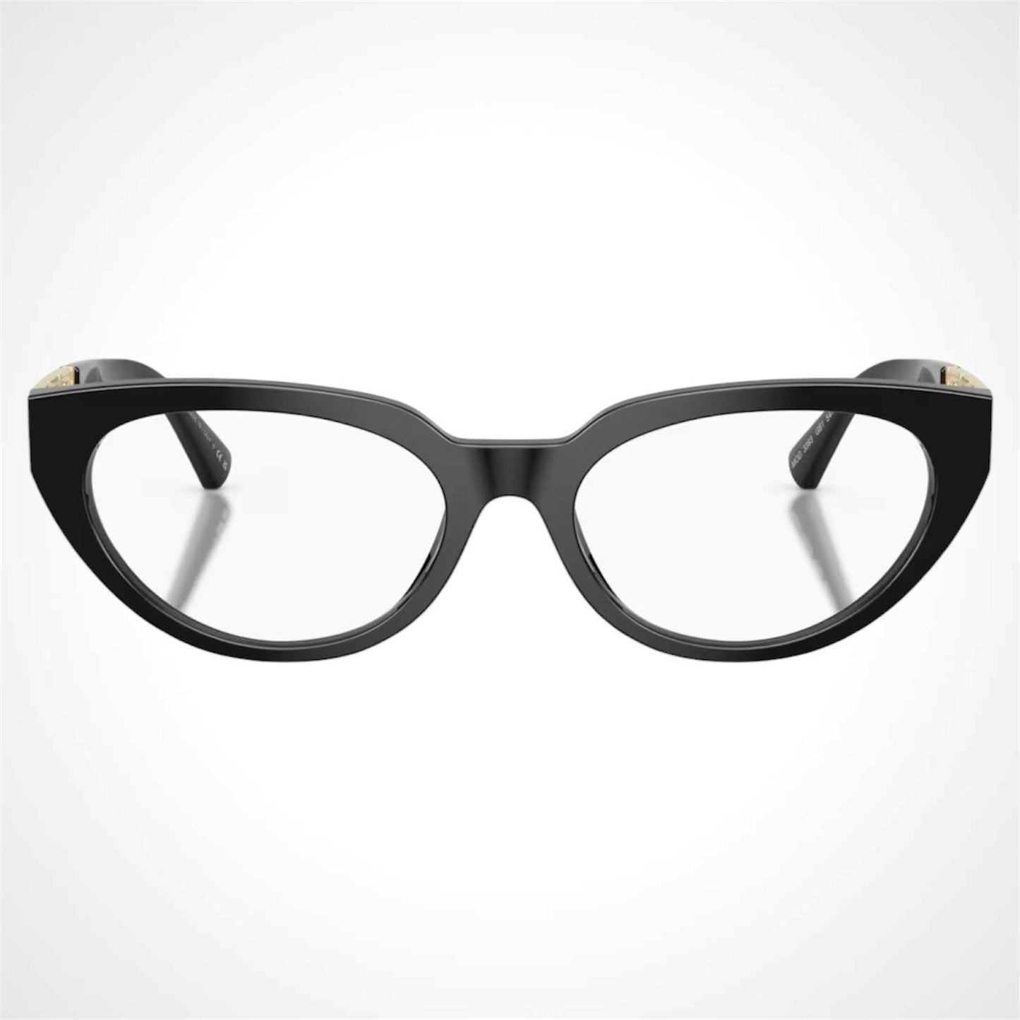 Versace VE3384 Gb1 black cat eye gold metal Greca logo eyeglasses front frame