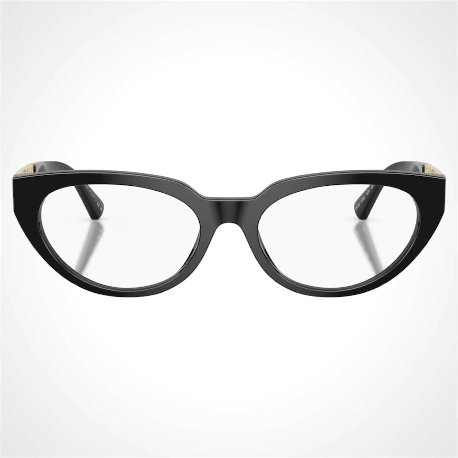 Versace VE3384 Gb1 black cat eye gold metal Greca logo eyeglasses front frame