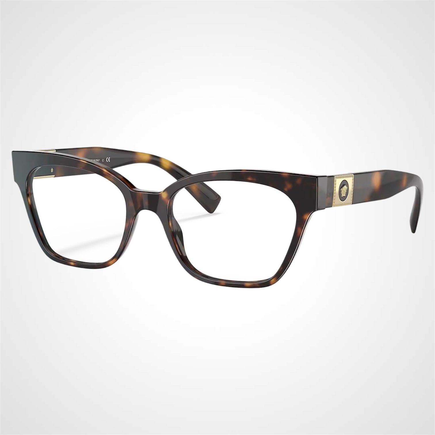 Versace VE3294 108 brown havana acetate square gold optical glasses