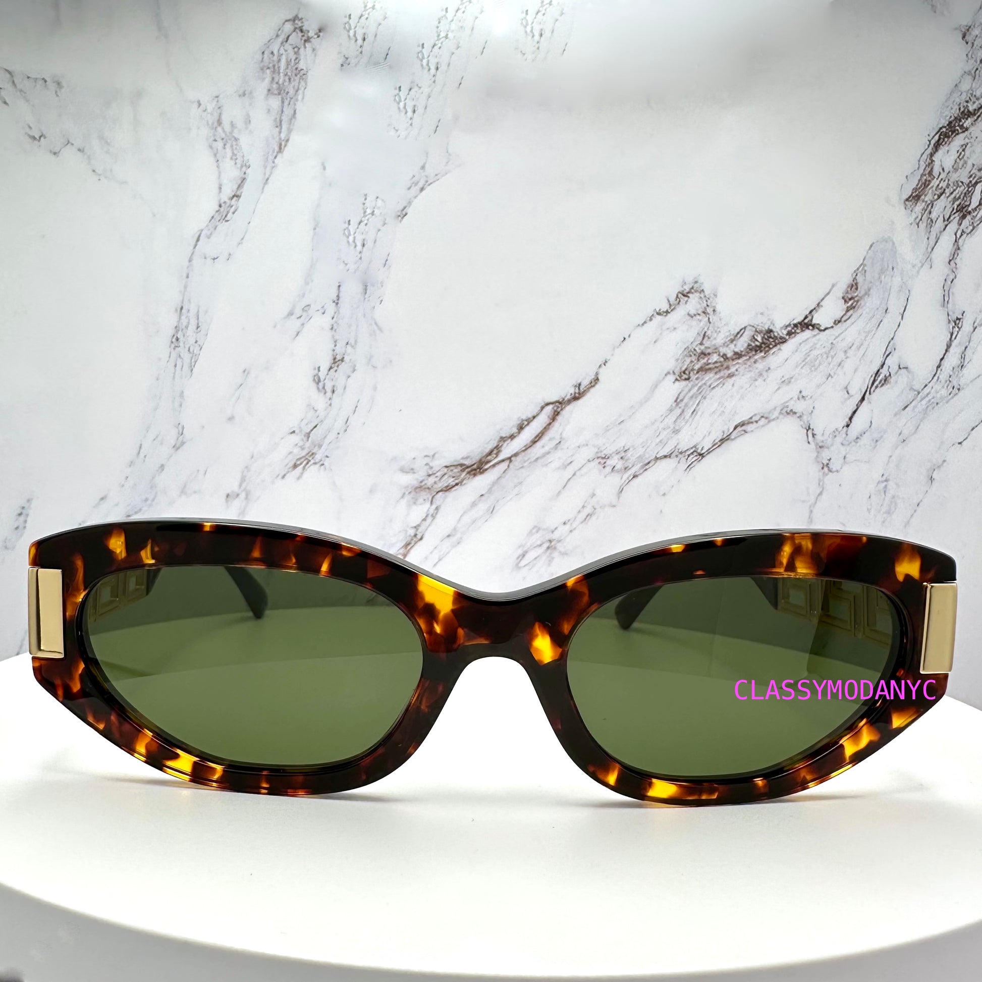 Versace brown tortoise shell sunglasses VE4501 551471 with gold accents front view 