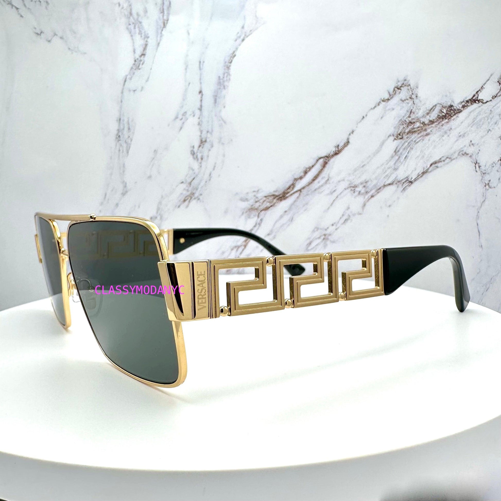 VE 2290 1002/87 Versace Gold Metal Sunglasses Grey Lens 