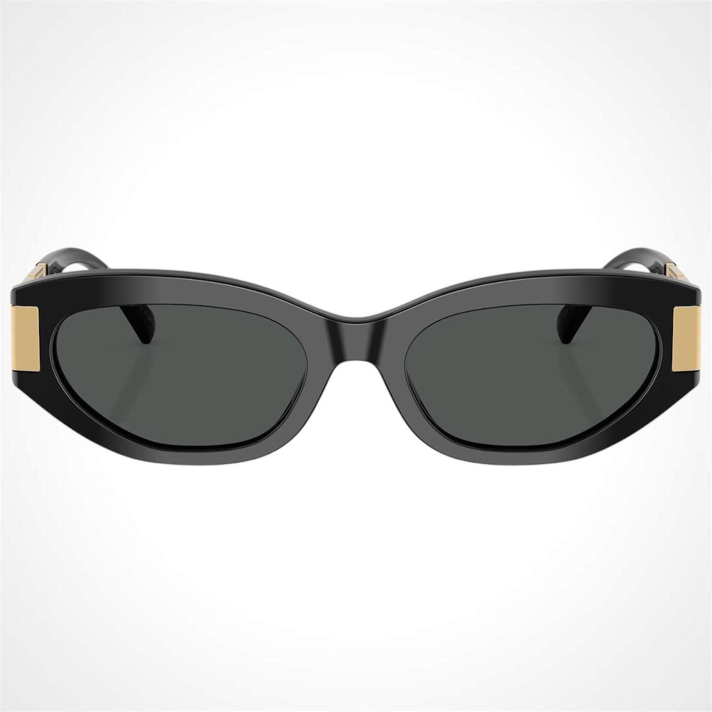 VERSACE 0VE4501 GB1/87 black oval metal acetate greca logo sunglasses front view