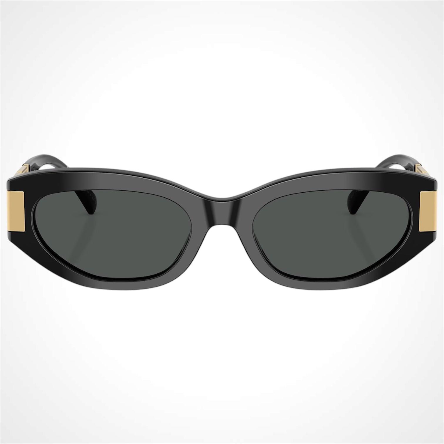 VERSACE 0VE4501 GB1/87 black oval metal acetate greca logo sunglasses front view