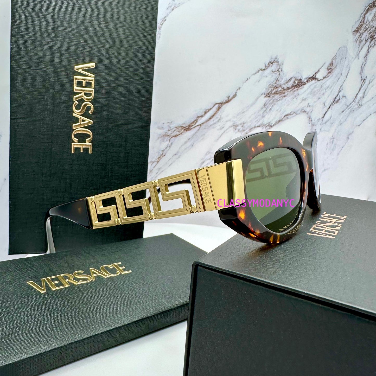 Versace brown sunglasses VE4501 551471 with gold accents 