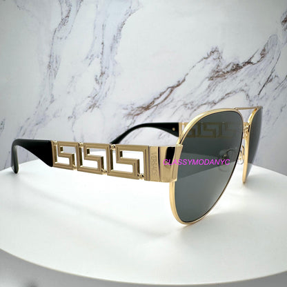 VERSACE 0VE2289 1002/87 gold greca logo with grey lens sunglasses