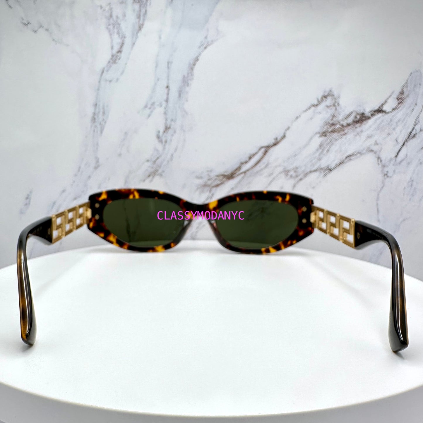 Versace womens sunglasses VE4501 in brown and gold with green lens 