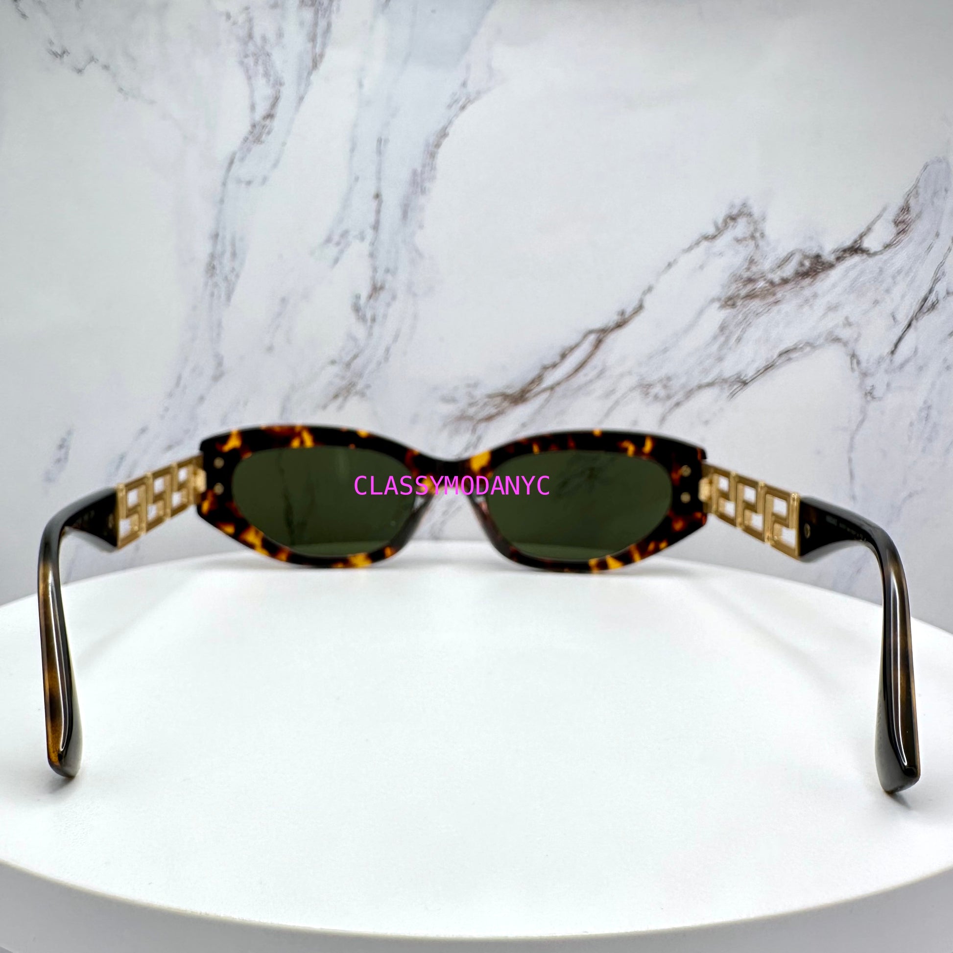 Versace womens sunglasses VE4501 in brown and gold with green lens 