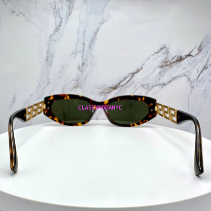 Versace womens sunglasses VE4501 in brown and gold with green lens 