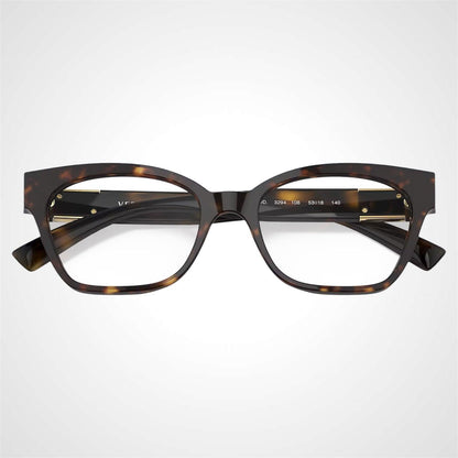 Versace VE3294 108 brown havana acetate square gold medusa eyeglasses front view