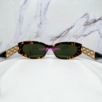 Versace Sunglasses VE4501 551471 for women in brown and gold with green lens back view 