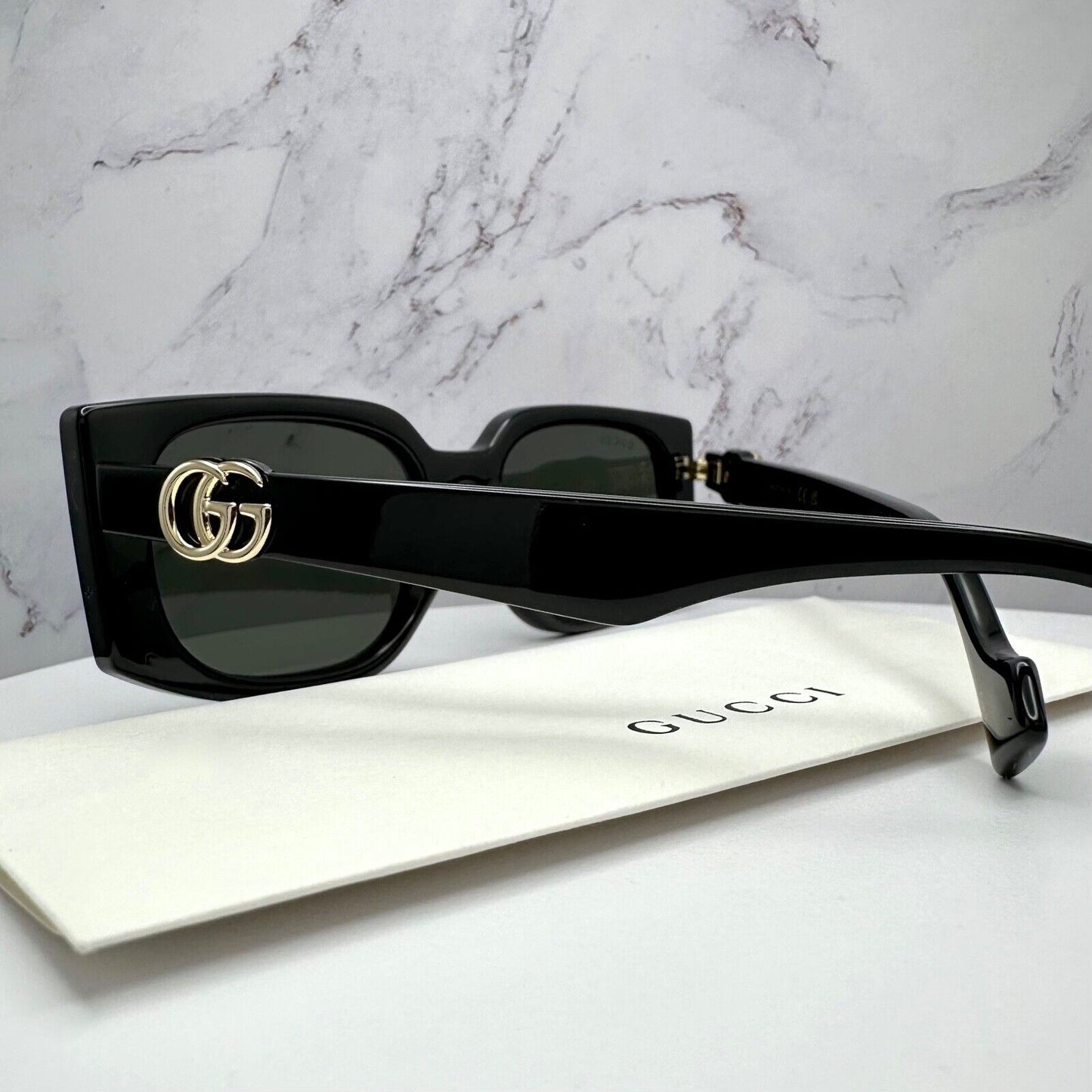 Gucci New Sunglasses Black Gold 3D Interlocking GG Logo GG1534S 001