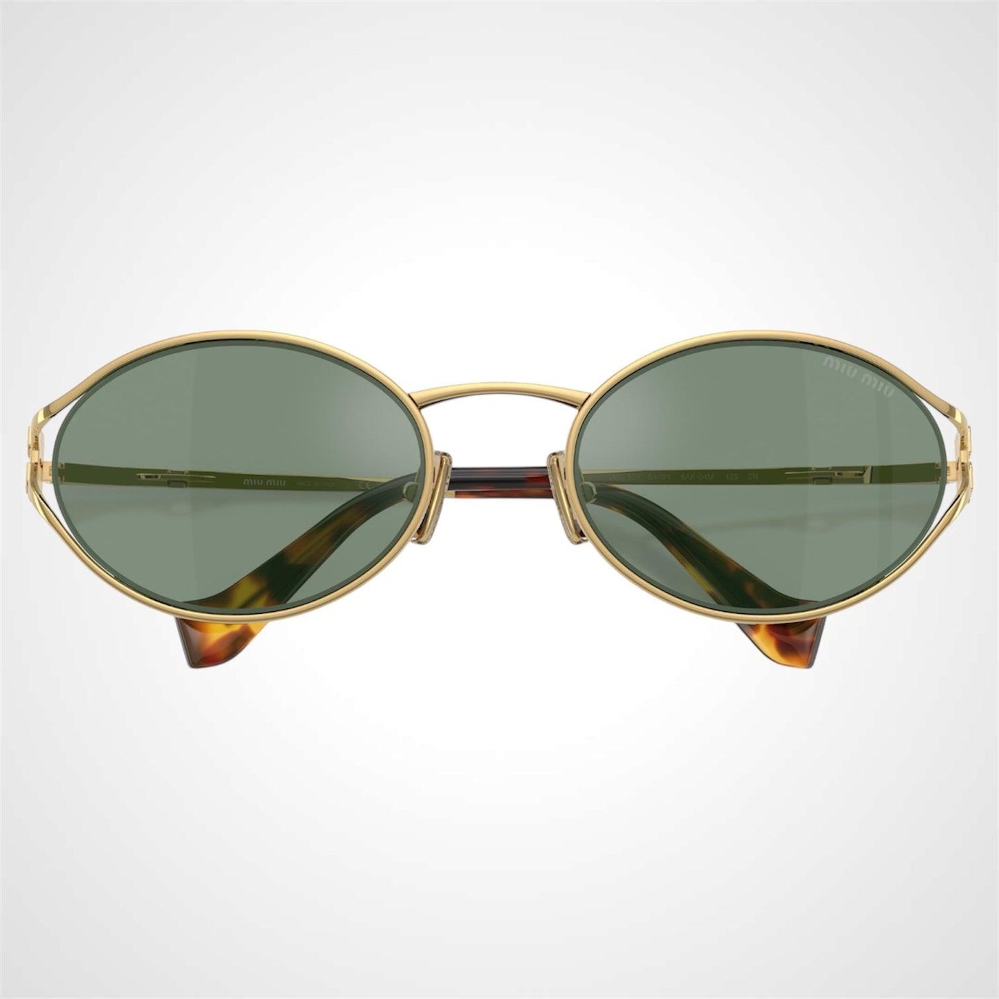 MIU MIU 0MU52YS 5AK04M gold metal green lens oval women's sunglasses front view