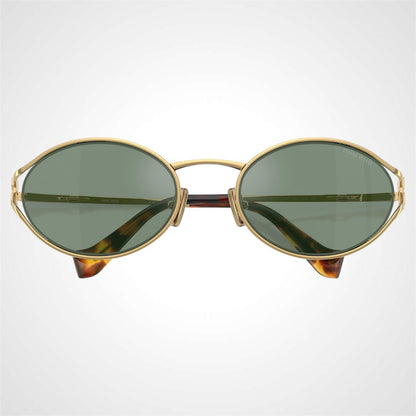 MIU MIU 0MU52YS 5AK04M gold metal green lens oval women's sunglasses front view