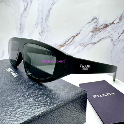 Prada 0PRC02S 16K08Z black shield Symbole logo sunglasses
